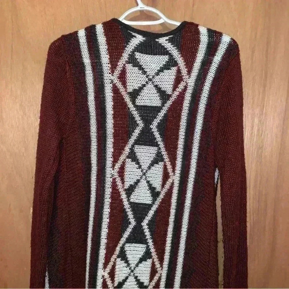 Rue21 Open Long Cardigan Burgundy, & Black XL - Picture 16 of 16